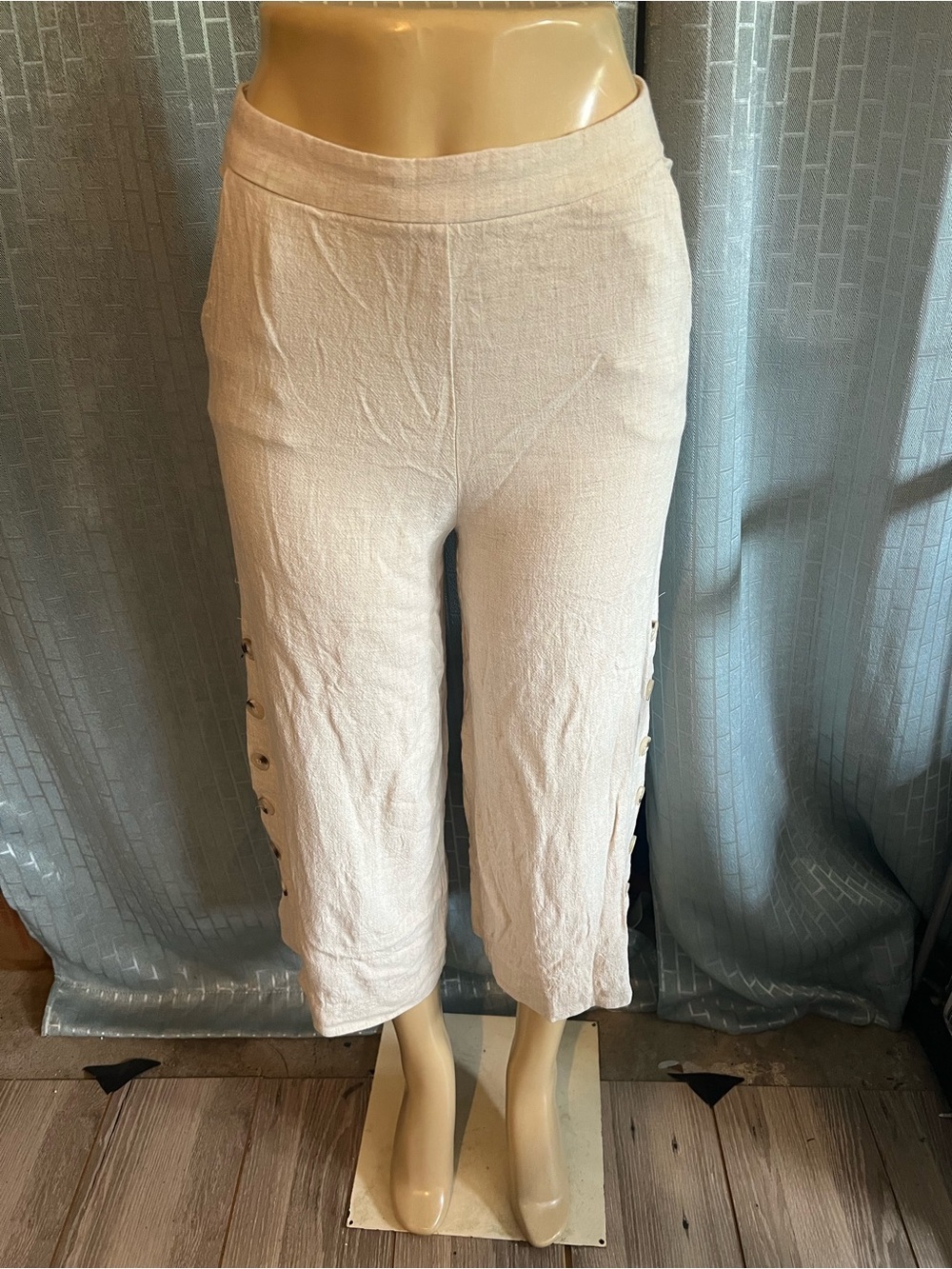Lulu's Cream Button-Accent Capri Jumpsuit Pants